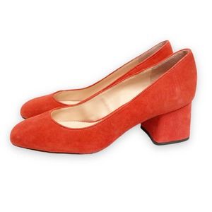 J. Crew Women's Block-Heel Pumps in Suede Leather- Bright Cerise Red - Size 8